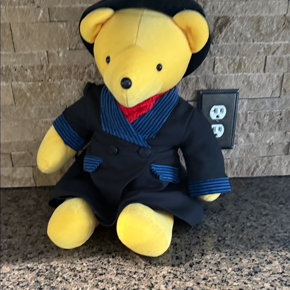 VIB Beary baby Yellow Plush Bear in Navy Coat and Hat - Kids Toy